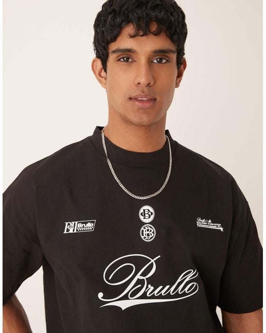 ASOS Black Heavyweight Oversized T-shirt With Script Print for men