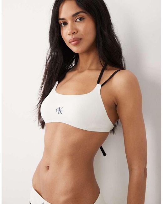 Calvin Klein Multicolor Logo Bralet Contrast Bikini Top