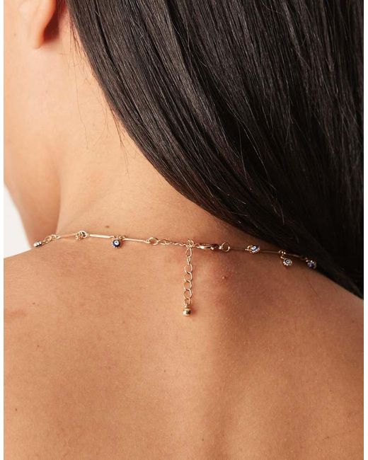 ASOS Ketting Met Bolletjes En Staafjes En Blauwe Oogjes in het Brown