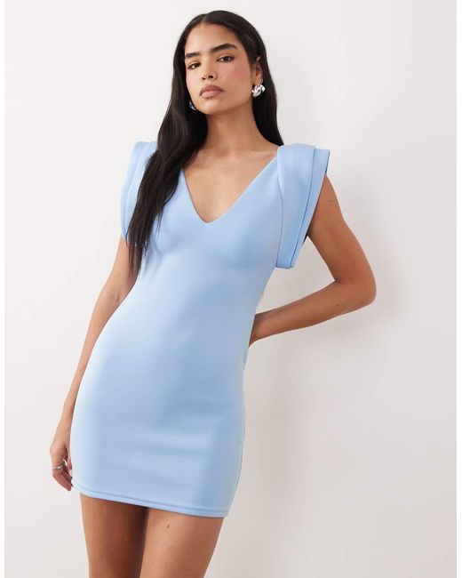 ASOS Blue Structured Shoulder Mini Dress