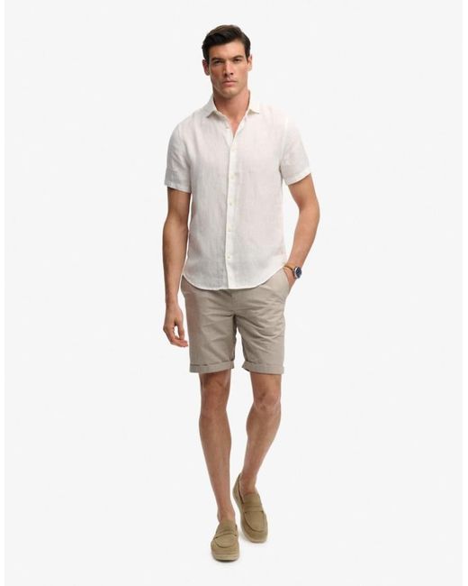 Superdry White Riviera Short Sleeve Linen Shirt for men