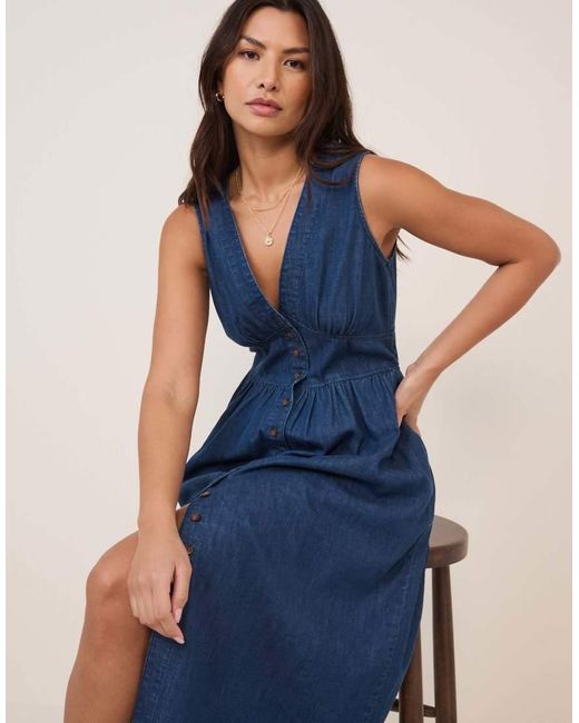 Nobody's Child Blue Denim Sleeveless Starlight Midi Dress