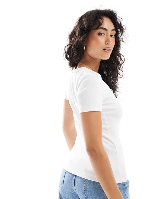 JJXX White – geripptes, figurbetontes t-shirt