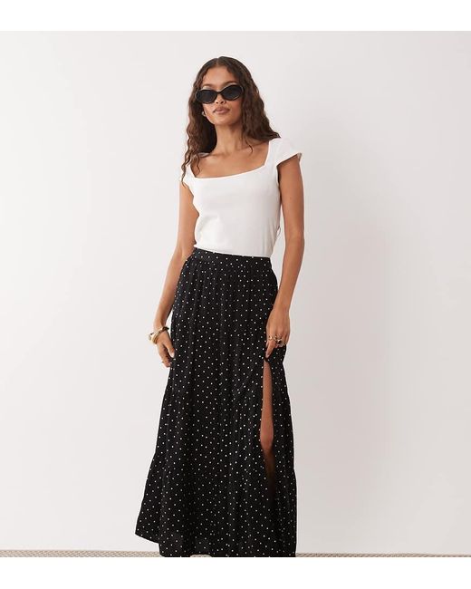Miss Selfridge Black Spun Tiered Maxi Skirt