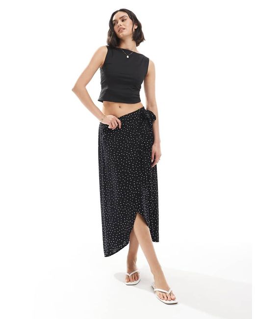 Pieces Midirok Met Overslag in het Black