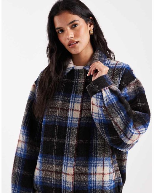 ASOS Blue Top Collar Bomber Jacket With Wool