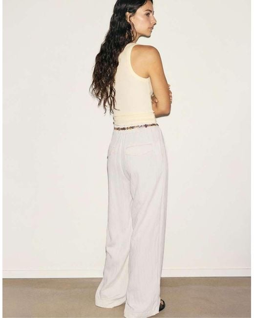 Pull&Bear Natural Elasticated Waist Smart Trousers