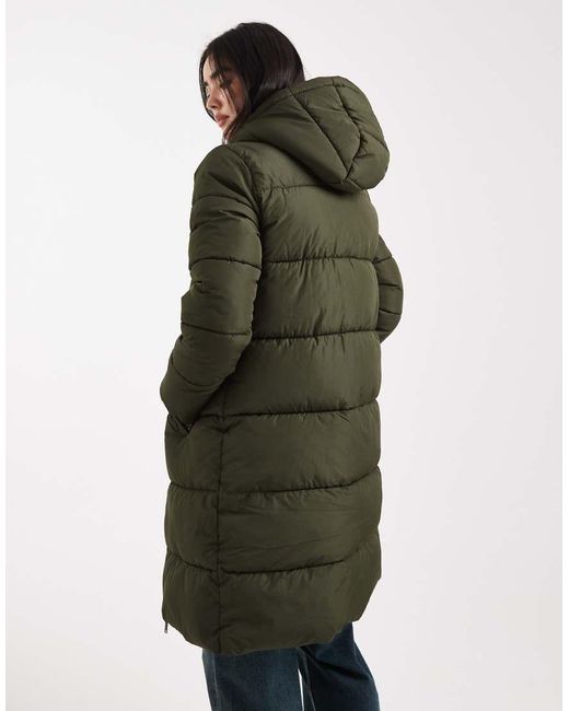 Pieces Green Hooded Longline Padded Coat