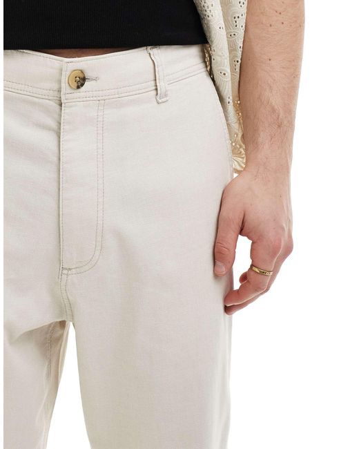 Hollister – weite hose aus leinen in Natural für Herren