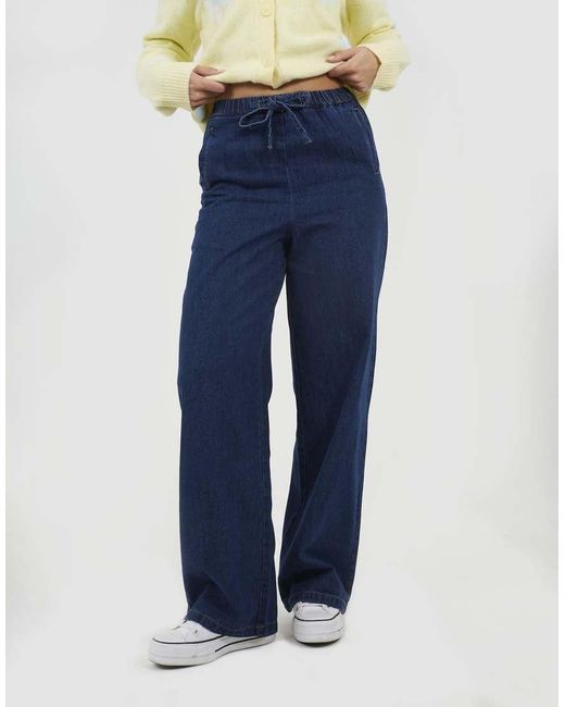 Brave Soul Blue Elasticated Waist Straight Leg Jean
