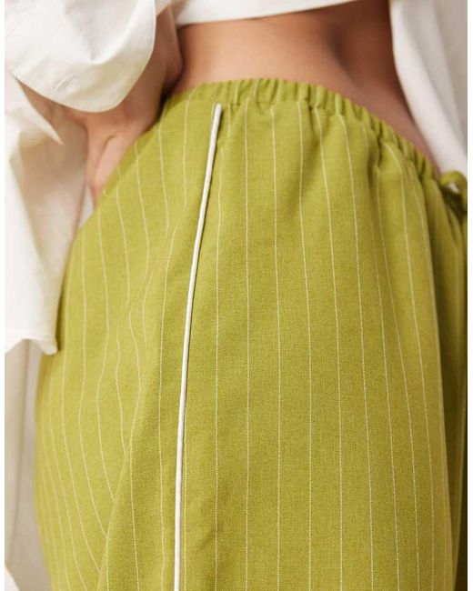 ASOS Natural Tailored Wide Leg Trouser With Contrast Side Stripe