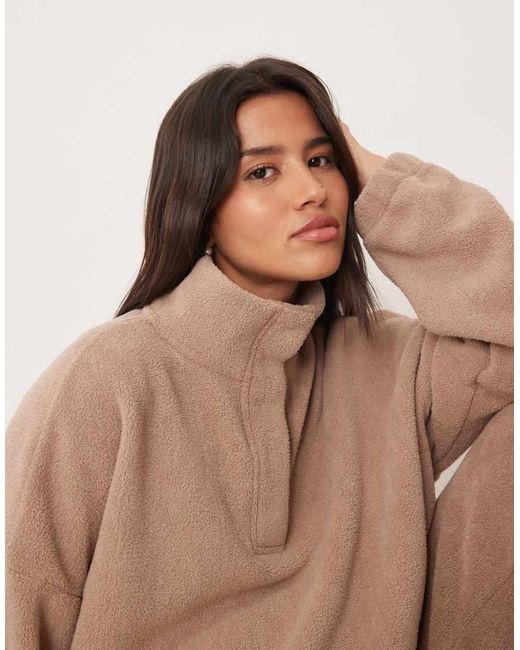 ASOS Brown Lounge Microfleece Oversized Collar Sweatshirt