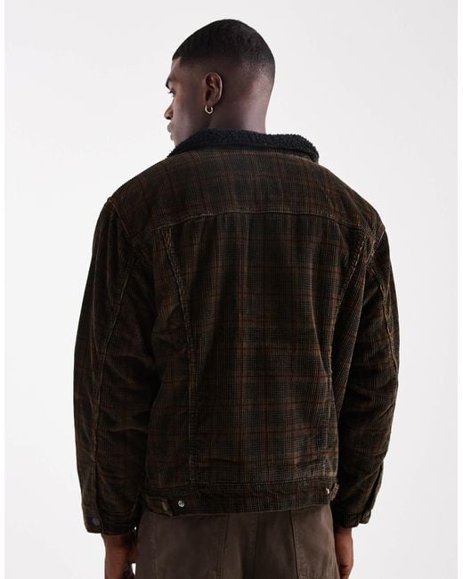 Levi's – locker geschnittene truckerjacke aus cord in Black für Herren
