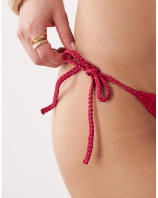 New Look Red Crochet Bikini Bottoms