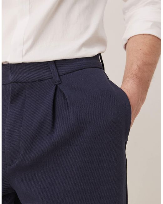 ASOS Blue Oversized Tapered Trouser With Pleat for men