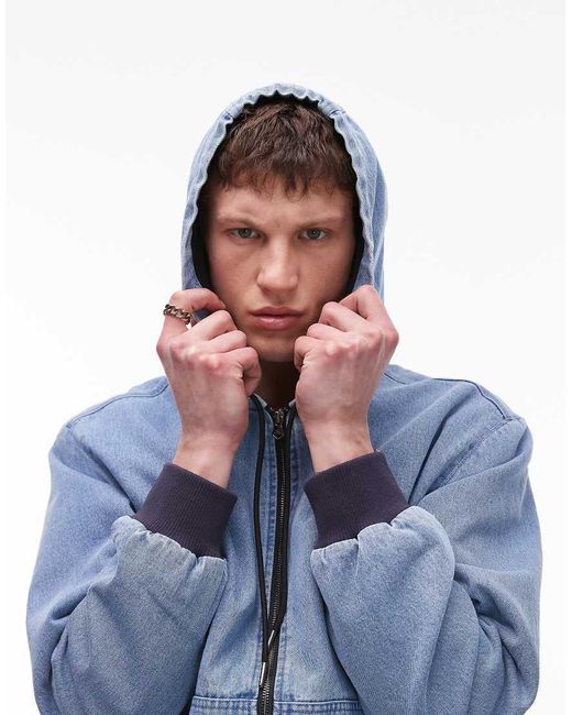 Chaqueta Vaquera Con Y Capucha De Wwr Caterpillar de hombre de color Blue