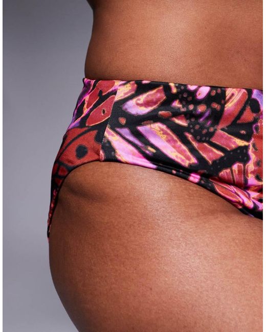 ASOS Red Asos Design Curve Brooke High Leg High Waist Bikini Bottom