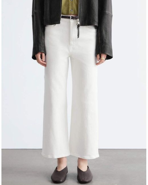 & Other Stories White High Waist Wide Cropped Jeans