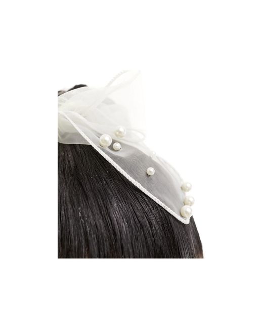 True Decadence Black Pearl Detail Organza Hair Bow