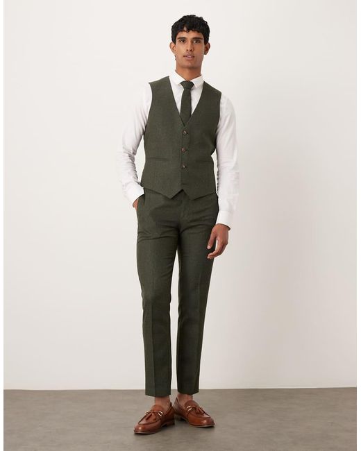 ASOS Green Skinny Suit Waiscoat for men