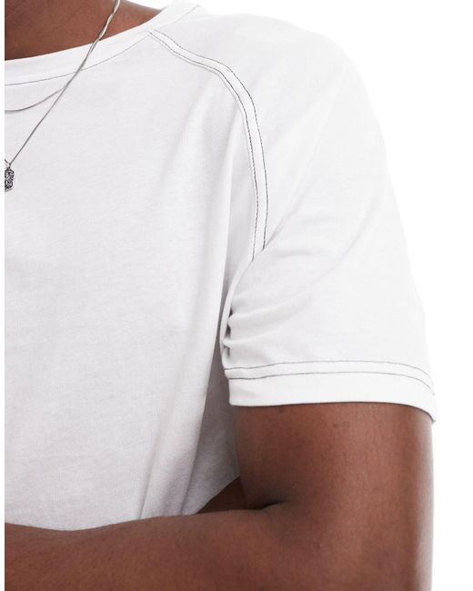 T-shirt à surpiqûres contrastantes Another Influence pour homme en coloris White