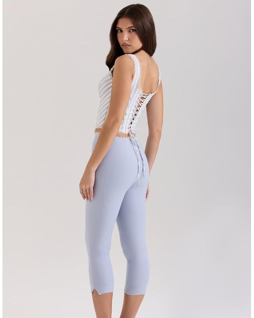 House Of Cb Blue Carella Twill Fitted Capri Trousers