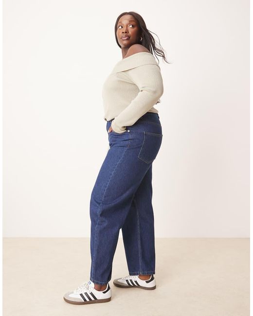 Vaqueros Azul Añil De Pernera Barrel De Asos Design Curve-Azul Marino ASOS de color Blue