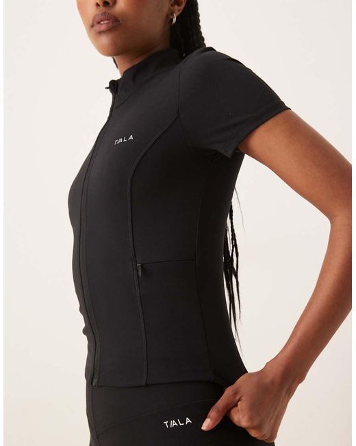 Tala Black Skinluxe Short Sleeve Zip Through Running Top