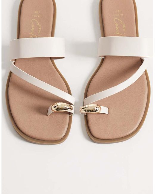 New Look White Metal Toe Loop Sandal