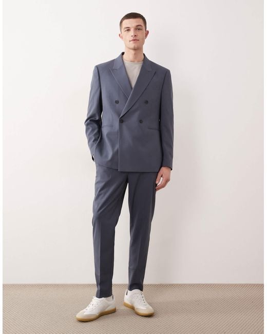 ASOS Blue Double Breasted Regular Suit Jacket for men