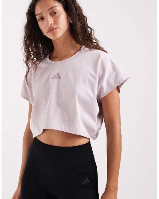 Adidas Originals White Power Workout Cropped Boxy 3-Stripes Tank