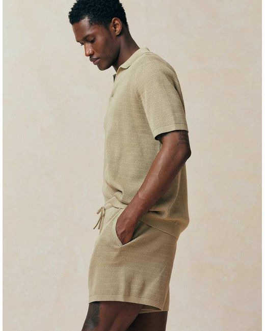 ASOS Natural Knitted Co-Ord Airtex Shorts for men