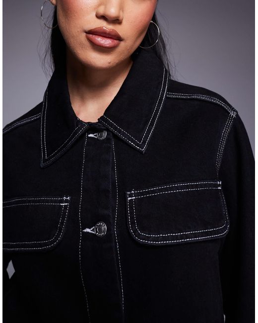 ASOS Blue Denim Jacket With Contrast Stitch
