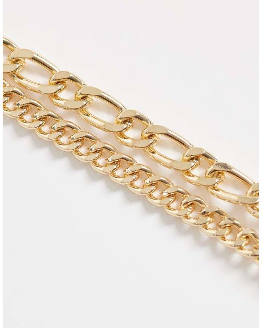 ASOS White Half And Half Tigers Eye Chain Bracelet for men