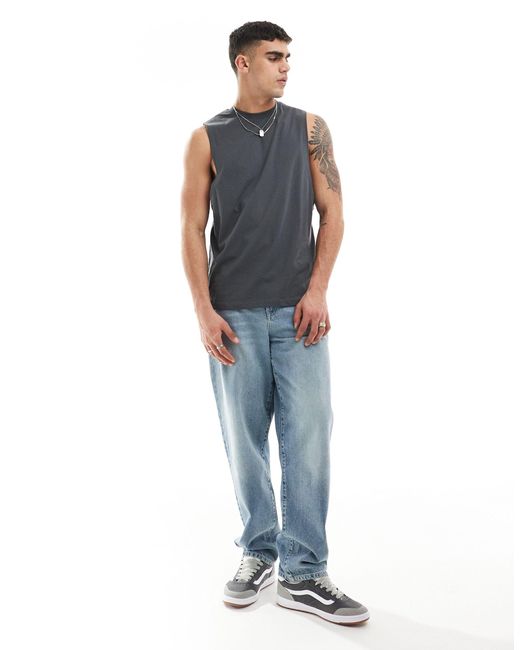 Camiseta holgada sin mangas con estampado "atlantis" ASOS de hombre de color Gray