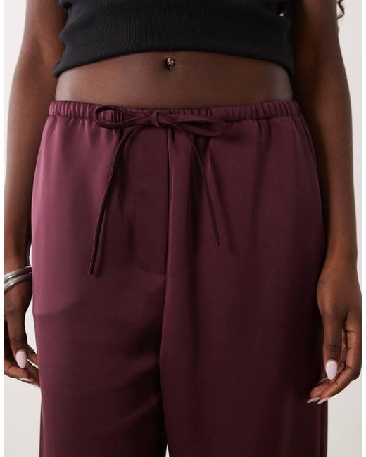 Pretty Lavish Red Satin Drawstring Wide Leg Trousers