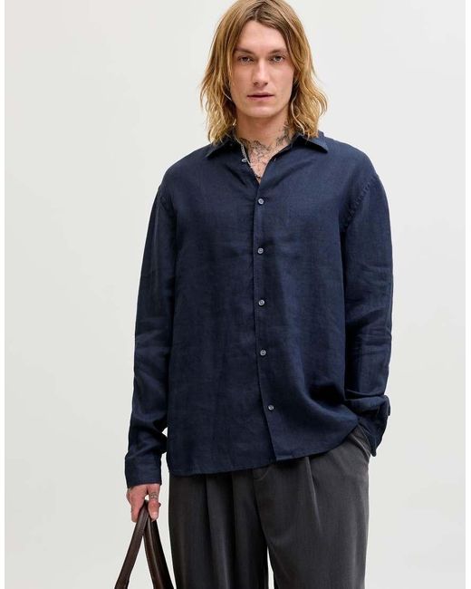 Jack & Jones Blue 100% Linen Shirt for men
