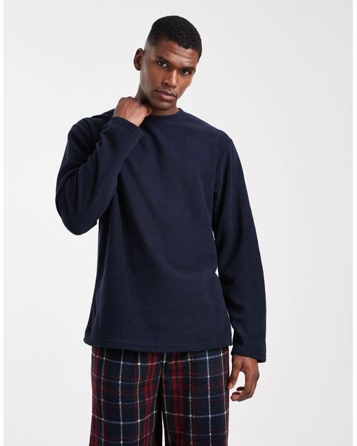 Loungeable – herren-pyjama-set mit fleece-hose in Blue für Herren