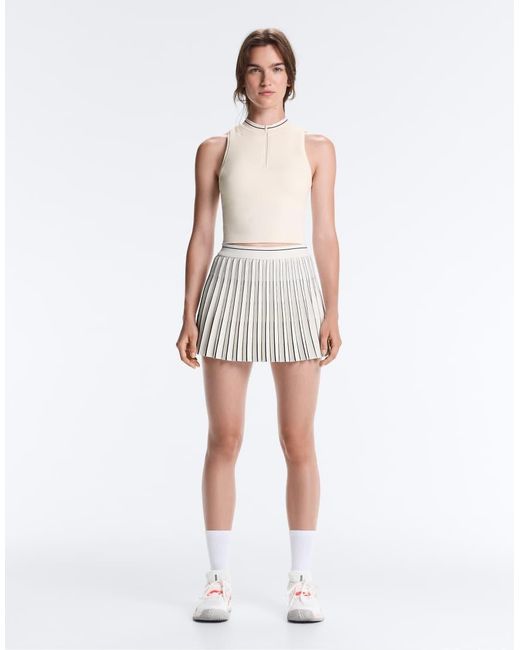 Oysho White Seamless Sleeveless Half-zip Tank Top