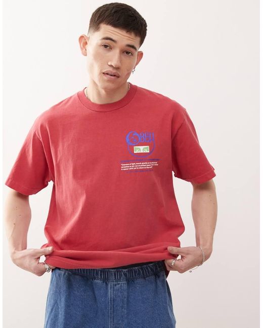 Camiseta Con Estampado Gráfico En La Espalda Y Logo Relax De Obey de hombre de color Red