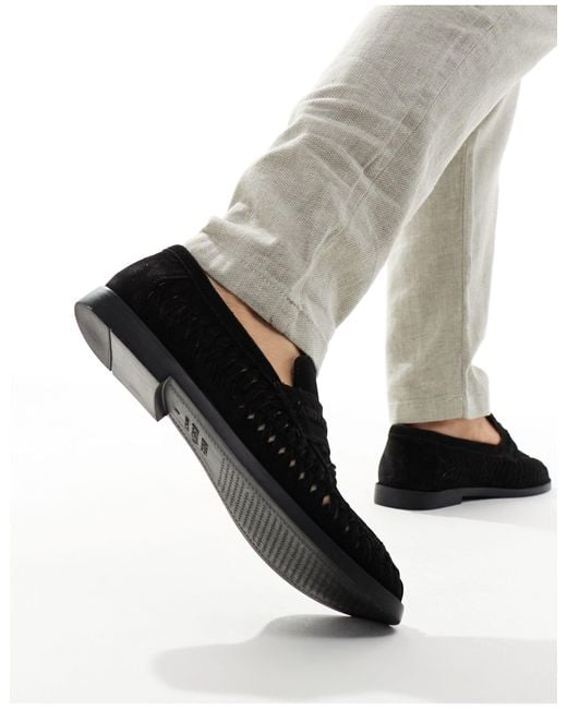 River Island Black Woven Loafers for men