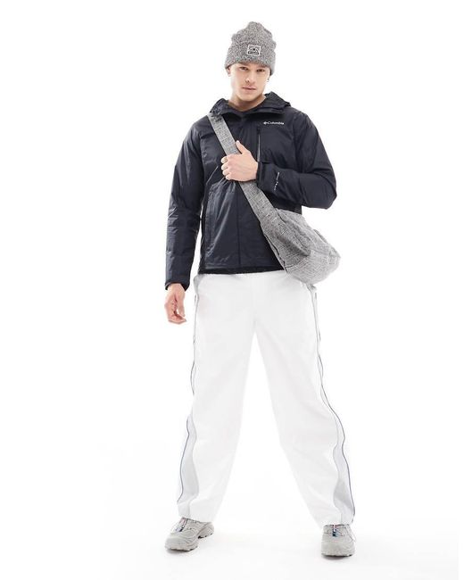 Columbia Blue Pouring Adventure Hooded Rain Jacket for men