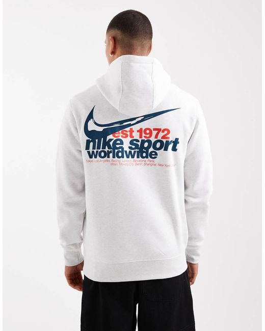 Nike White Club Sport Graphic Hoodie for men