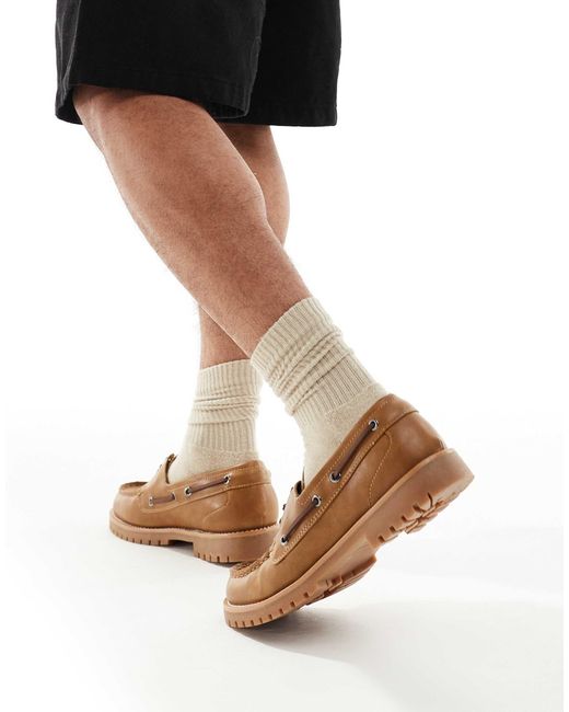 Pull&Bear Brown Boat Shoe for men