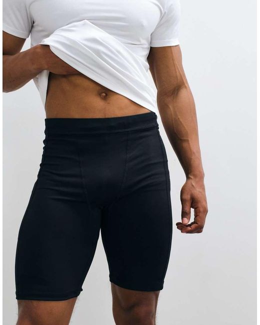 4505 Blue Icon Active Quick Dry Base Layer Training Half Tight With Phone Pocket for men