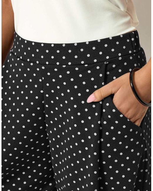 PixieGirl Black Petite Polka Dot Barrel Leg Trousers