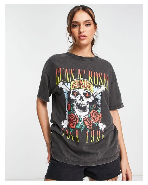 Pull&Bear Guns N' Roses Oversized Band Tshirt in Black Lyst Australia