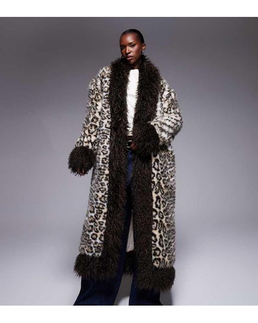 The Frolic Black Exclusive Faux Fur Mongolian Trim Maxi Coat