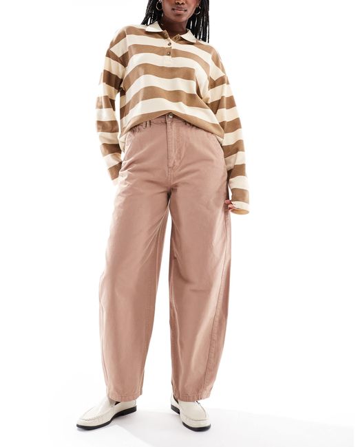 ASOS Natural Laundered Barrel Trouser