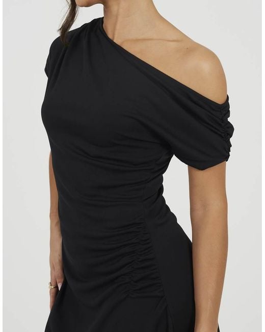 Brave Soul Black Jersey Asymmetric Draped Mini Dress